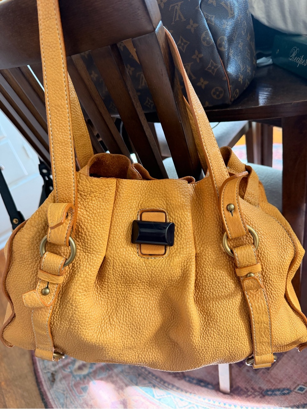 Classic Yellow Leather Shoulder Bag